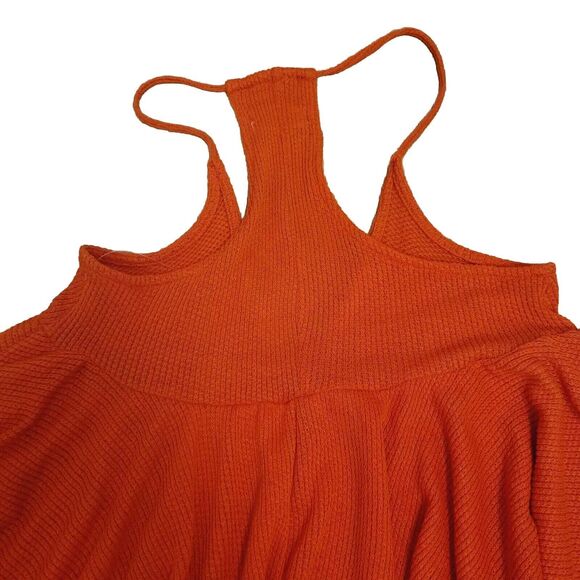Urban Outfitters Bright Orange V Neck Hi-Lo Waffle Knit Tank Blouse Size XS/TP - Picture 3 of 7